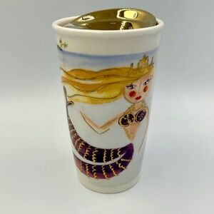 STARBUCKS Coffee Ceramic Tumbler Mermaid Siren 12 oz EUC